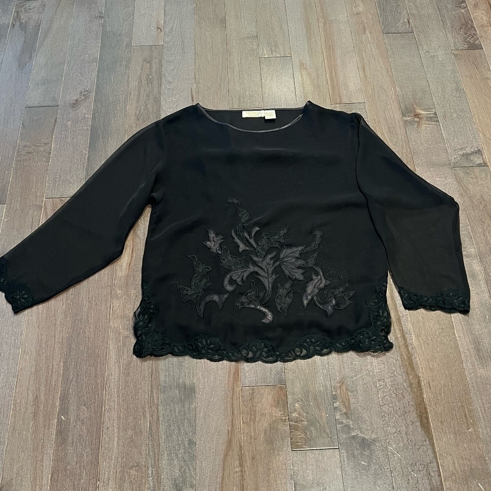 Vintage Victoria's Secret Women's Black Blouse (size S) 087
